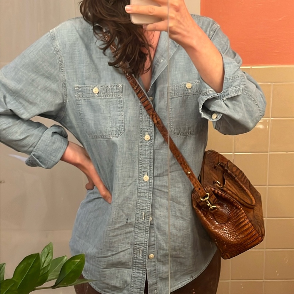 Vintage Brahmin crocodile embossed leather handbag shoulder bag small satchel - Picture 16 of 16